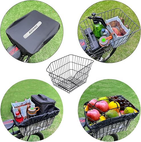 Miniatura 9 de RAYMACE Rear Bike Basket with Waterproof Cover,Bicycle Cargo Rack Storage Basket Mount for Back Under Seat