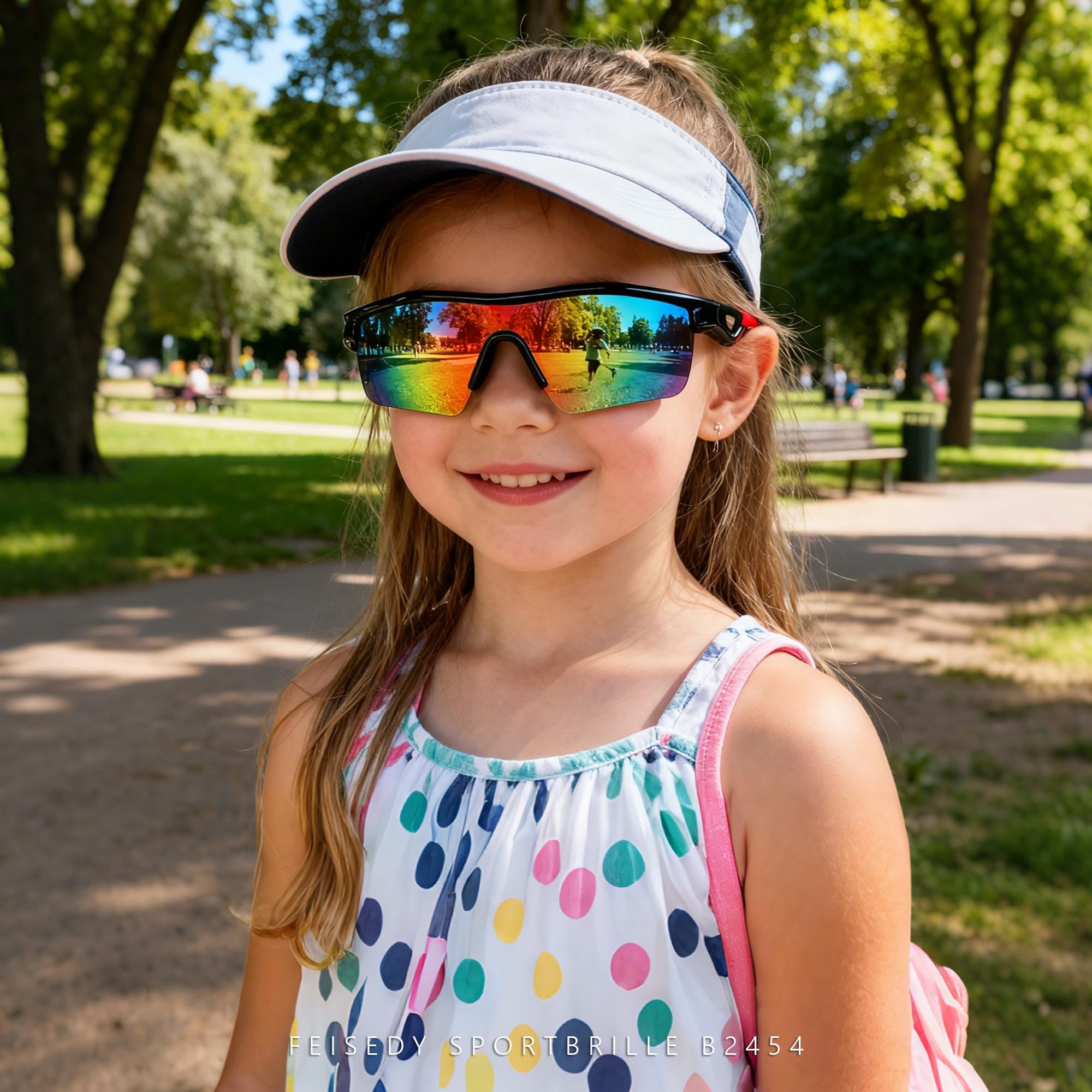 FEISEDY 2 Stück Sport Sonnenbrille Polarisierte UV400 (Kind + Erwachsen) B2372+B2454