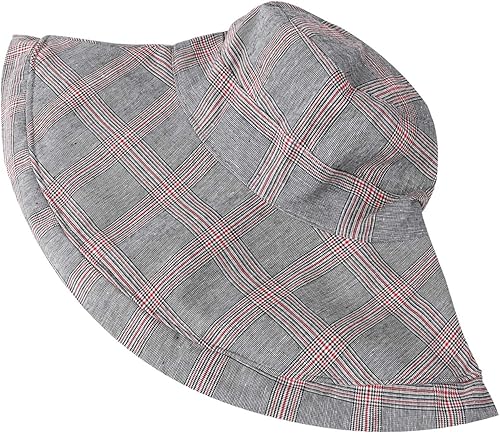 Miniatura 9 de DOCILA Elegantes sombreros de pescador para mujer, plegable, a cuadros, para el sol, la lluvia, con correa para la barbilla