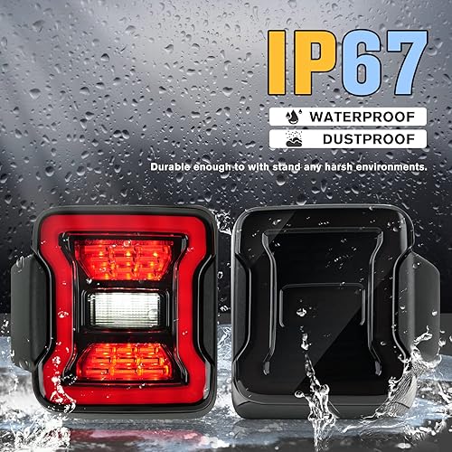 Miniatura 5 de Luces traseras LED con lente ahumada compatibles con Jeep Wrangler JL 2018-2024, luz de freno, luz de marcha atrás, luces direccionales, montaje de