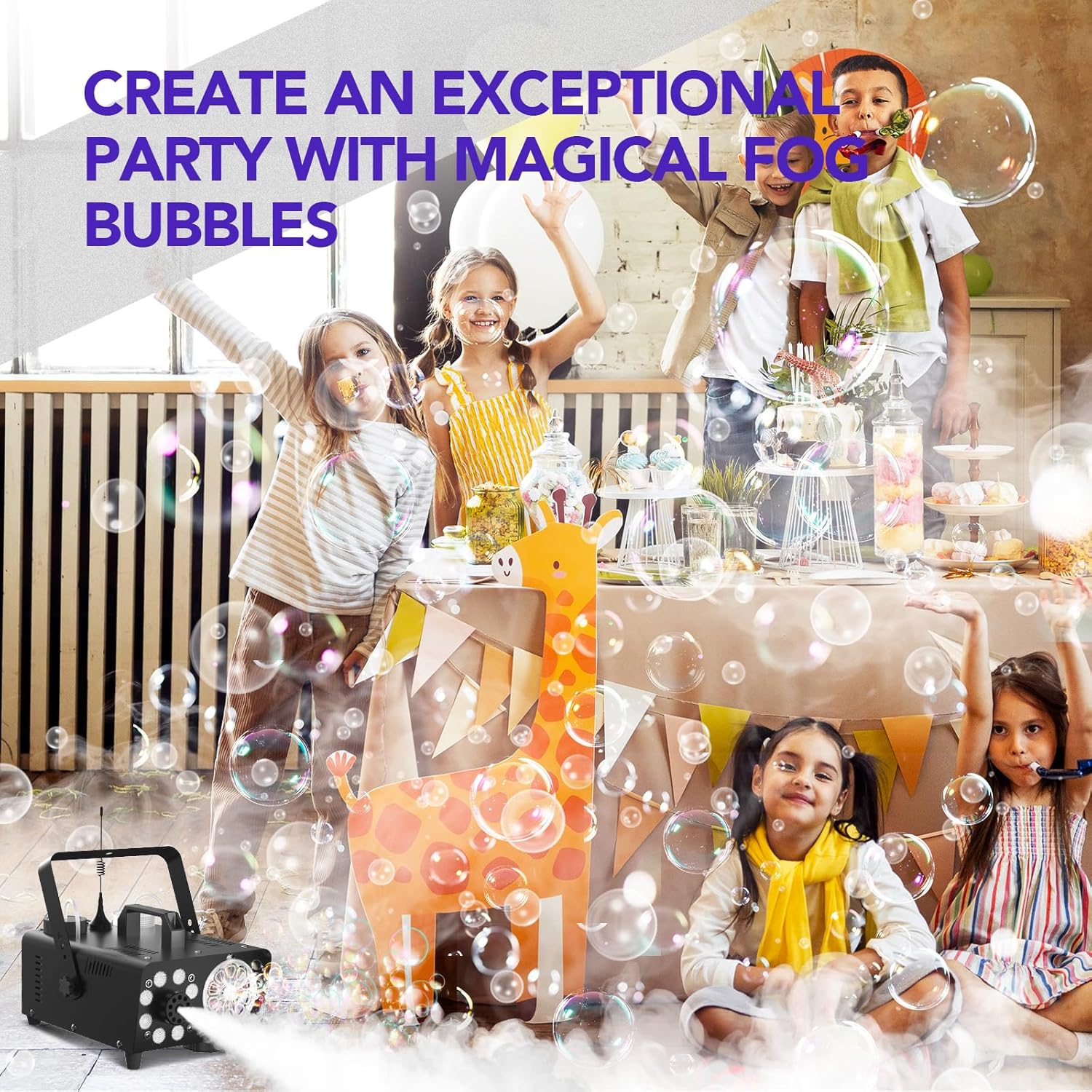 UPGREY Fog Bubble Machine Smoke Bubble Machine Bubble Fogger for Kids Outdoor and Indoor