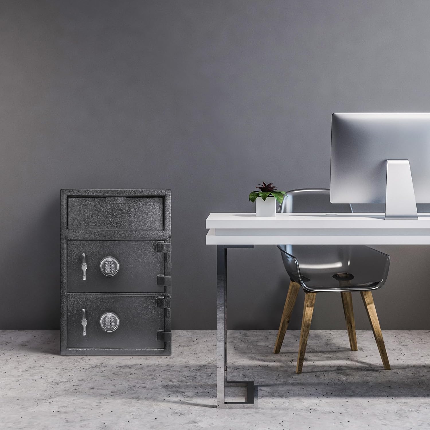 BARSKA Large Digital Depository Safe with Drop Slot – Solid Steel, Dual Keypad Access, 5 Deadbolts, Backup Keys – for Cash Handling in Retail, Office, and Business Use