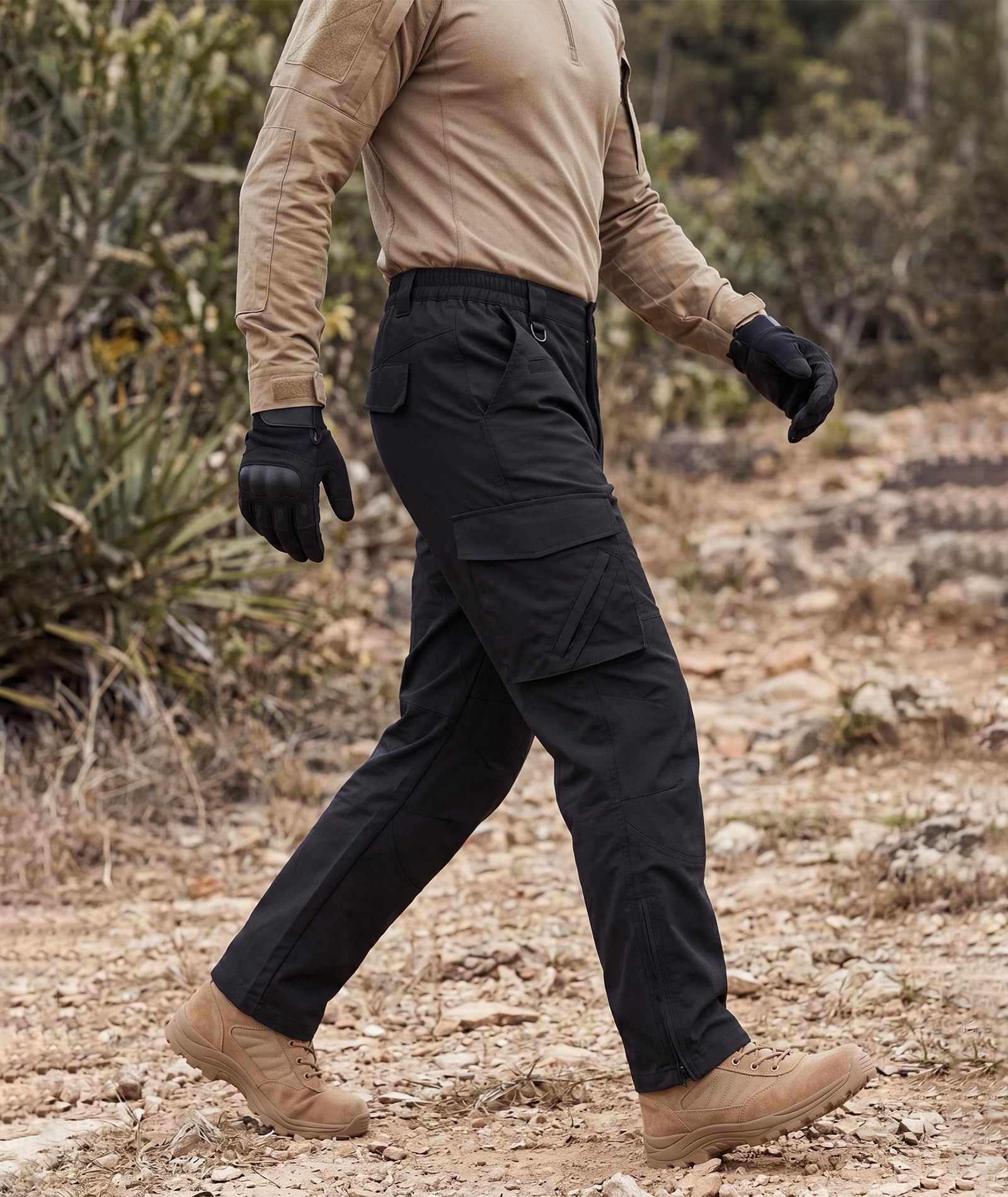 ZITY Pantalones de Trabajo para Hombre, Pantalones tácticos Cargo Senderismo con Cintura elástica montañismo para Exteriores con múltiples Bolsillos