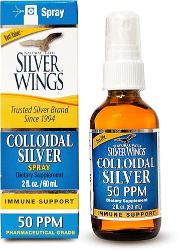 Miniatura 13 de Natural Path Silver Wings Plata coloidal - Suplemento líquido extra fuerte de apoyo inmunológico- 500 ppm (2500 mcg) - Gotero de 2 onzas
