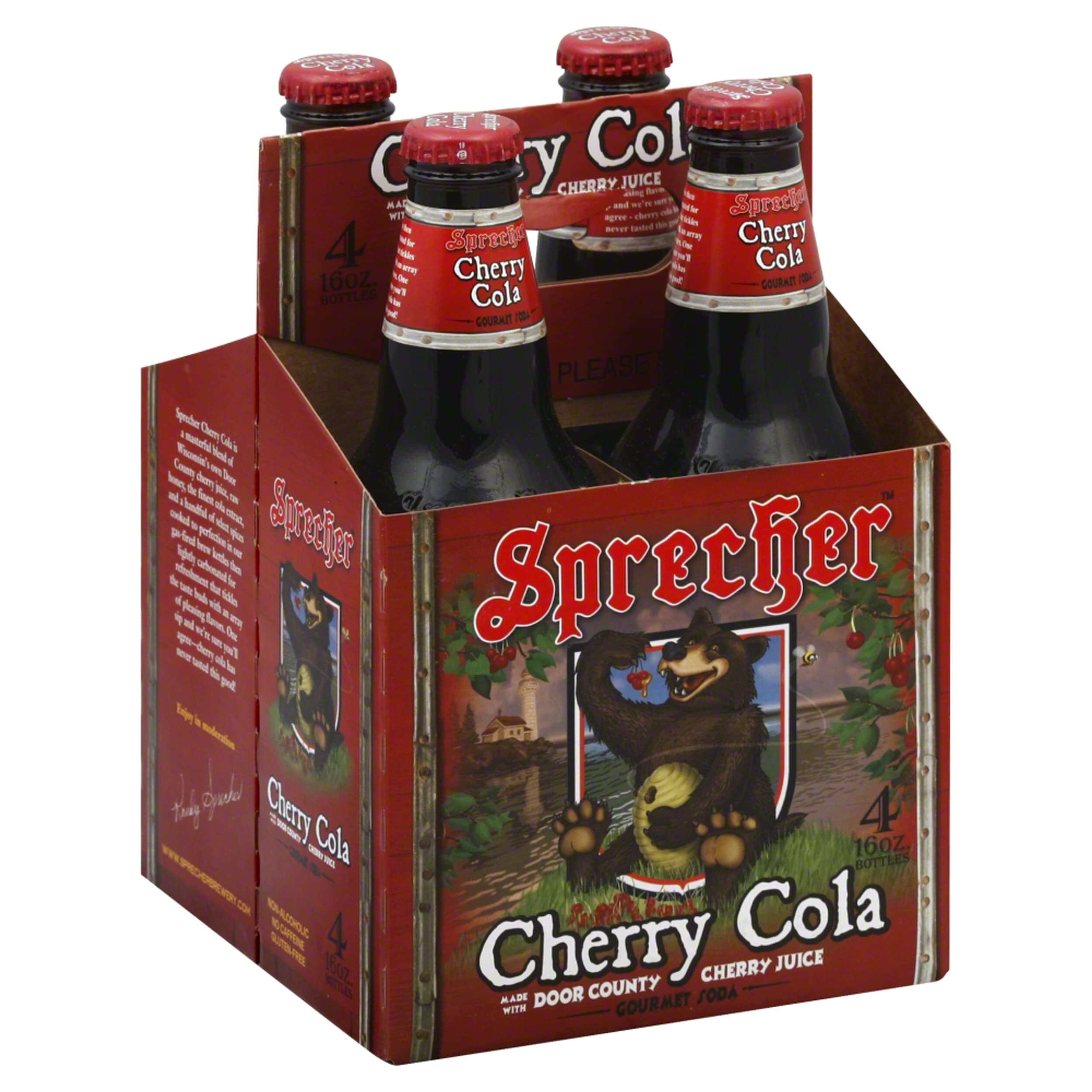 Sprecher Cherry Cola Soda, 4 Pack, No Caffeine, 64 Ounces (Pack Of 6)