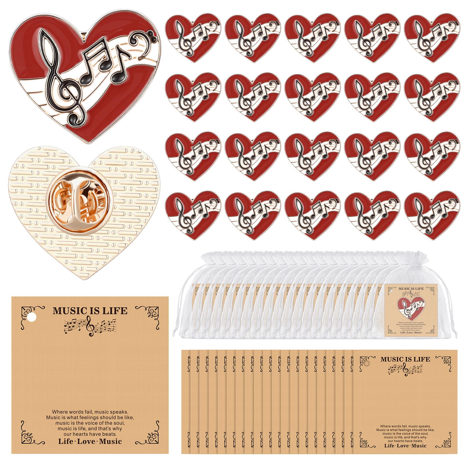 Liliaafar 20 Pcs Music Note Lapel Pins Chorus Musical Note Band Gifts Bulk