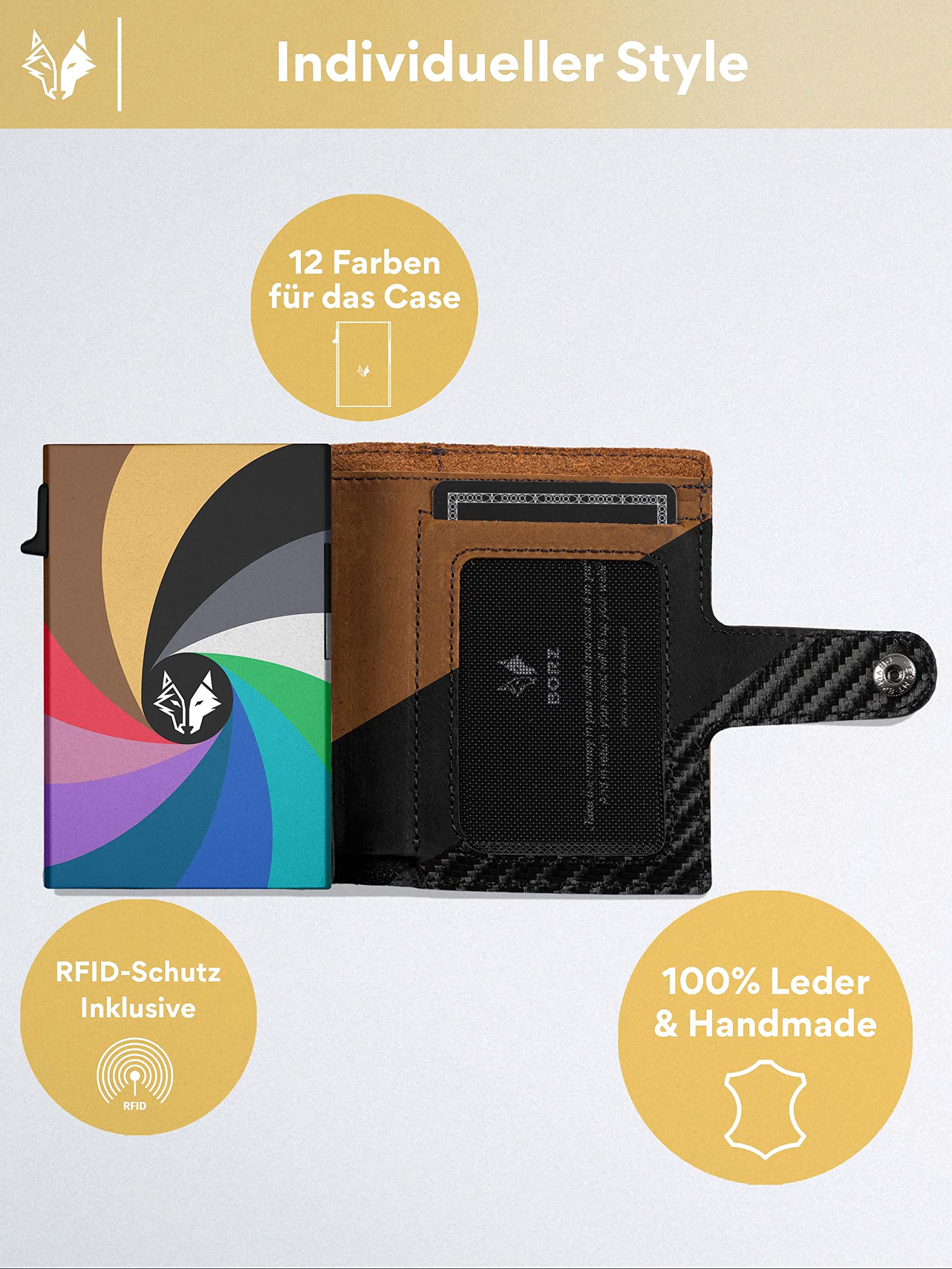 Slim Wallet mit Münzfach AirTag kompatibel I Kartenetui mit RFID Schutz I Mini Geldbörse Cardholder I Geldbeutel für Karten & Scheine aus echtem Leder für Herren & Damen