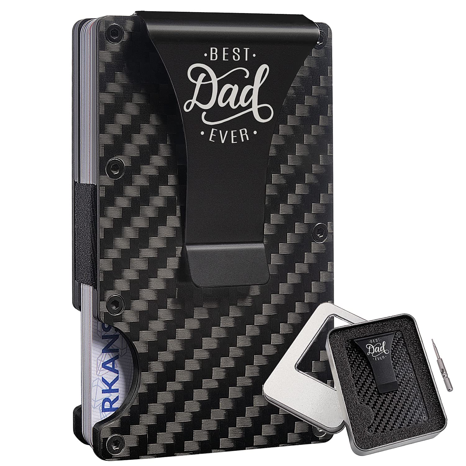 Kullder Dad Wallet - Engraved Best Dad Ever Gifts for Fathers Day from Son or Daughter