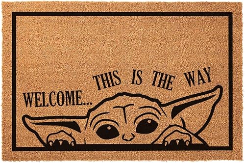 Tapete divertido de fibra de coco con texto en inglés "Welcome This Is The Way", para puerta delantera, tapete personalizado con respaldo