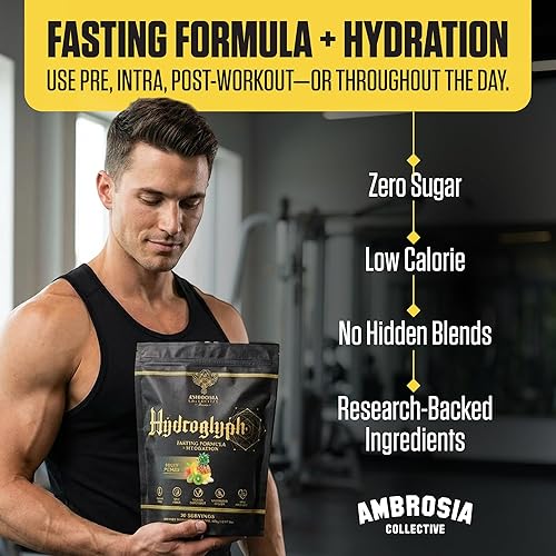 Miniatura 3 de Ambrosia Hydroglyph - Mezcla de bebida de hidratación con electrolitos para intraentrenamiento | Polvo de electrolitos sin azúcar con aminoácidos |
