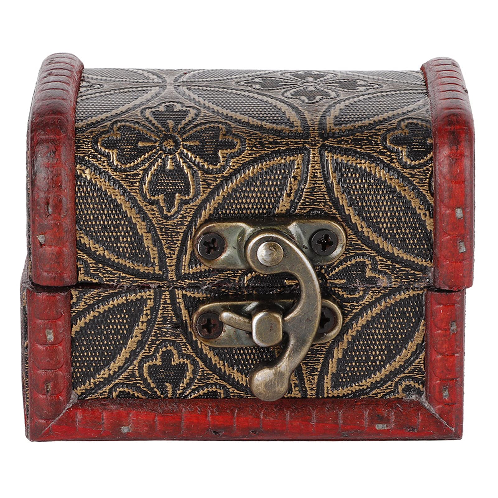 Treasure Box Small Treasure Chest Pirate Treasure Chest Decorative Wooden Jewelry Lock Box Decorative Storage Boxes Mini Wooden Box With Lid Flower (copper coins)