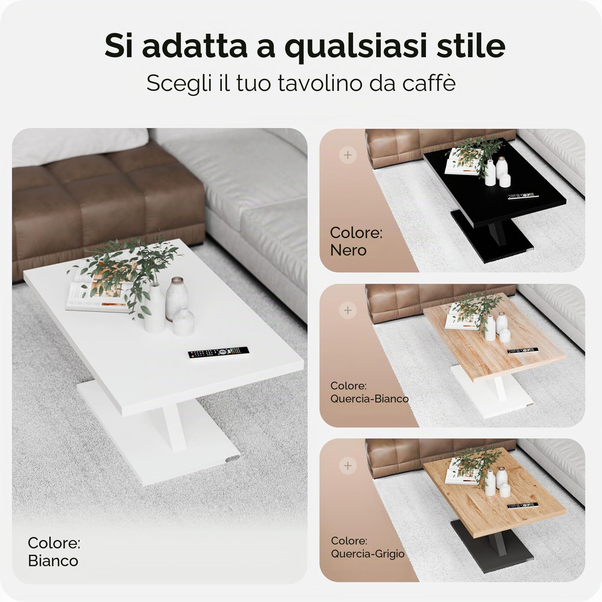 Casaria® Tavolino Detroit 90x60x45cm da Divano 2 Ripiani in Legno Carico Max 50kg Antigraffio Tavolo da Caffé Soggiorno Design Moderno
