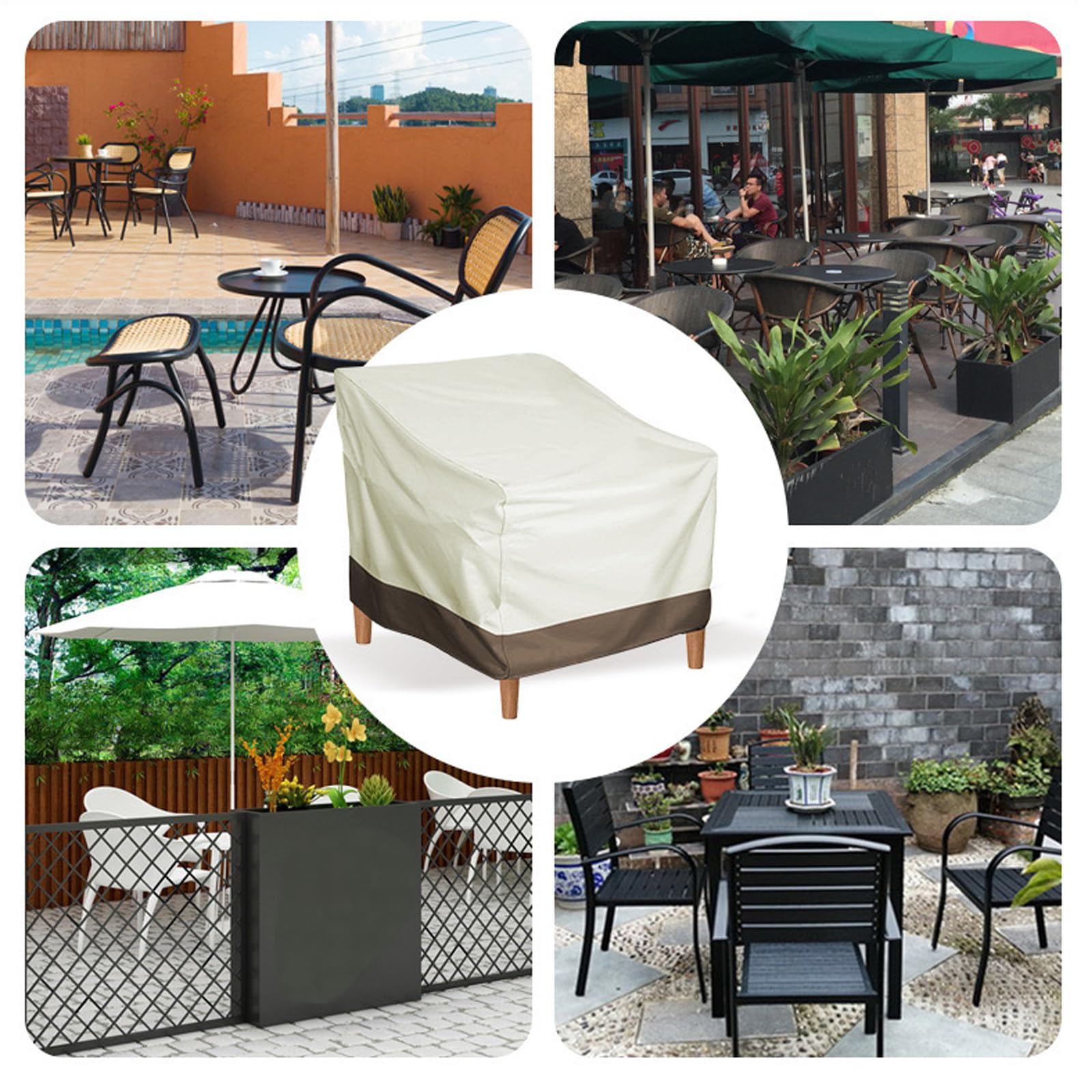 Lot de 2 housses de protection imperméables 210D pour chaises de jardin - Résistantes aux intempéries - Pour meubles de jardin - 80 x 85 x 91,5 cm - Noir