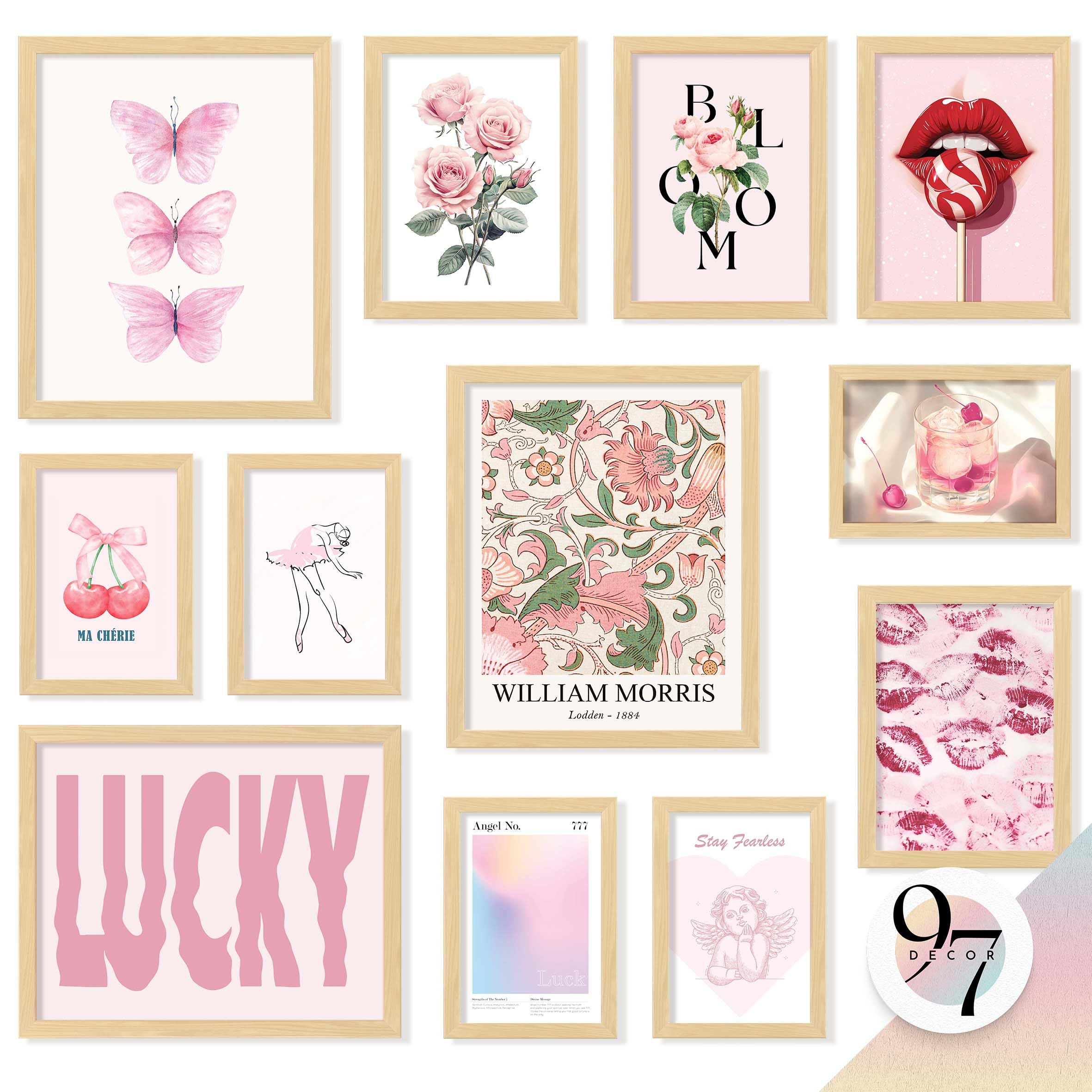 97 Decor Pink Coquette Room Decor - Cute Posters For Room Aesthetic, Pink Pictures Wall Decor, Romantic Coquette Wall Decor, Girly Wall Art Prints For