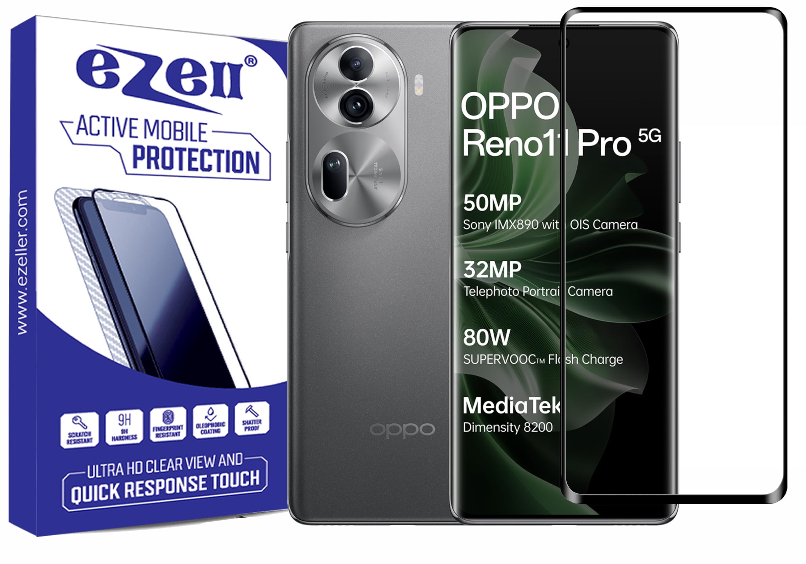 eZell OPPO RENO 11 PRO 5G FULL TEMPERED Curve Glass, Ultra clear, Sensitive touch,9H Hardness, Edge to Edge Full Glue Mobile Screen protector with Dry & Wet Wipes (Black) (B0D1Y3HQ8B) Amazon Price History, Amazon Price Tracker