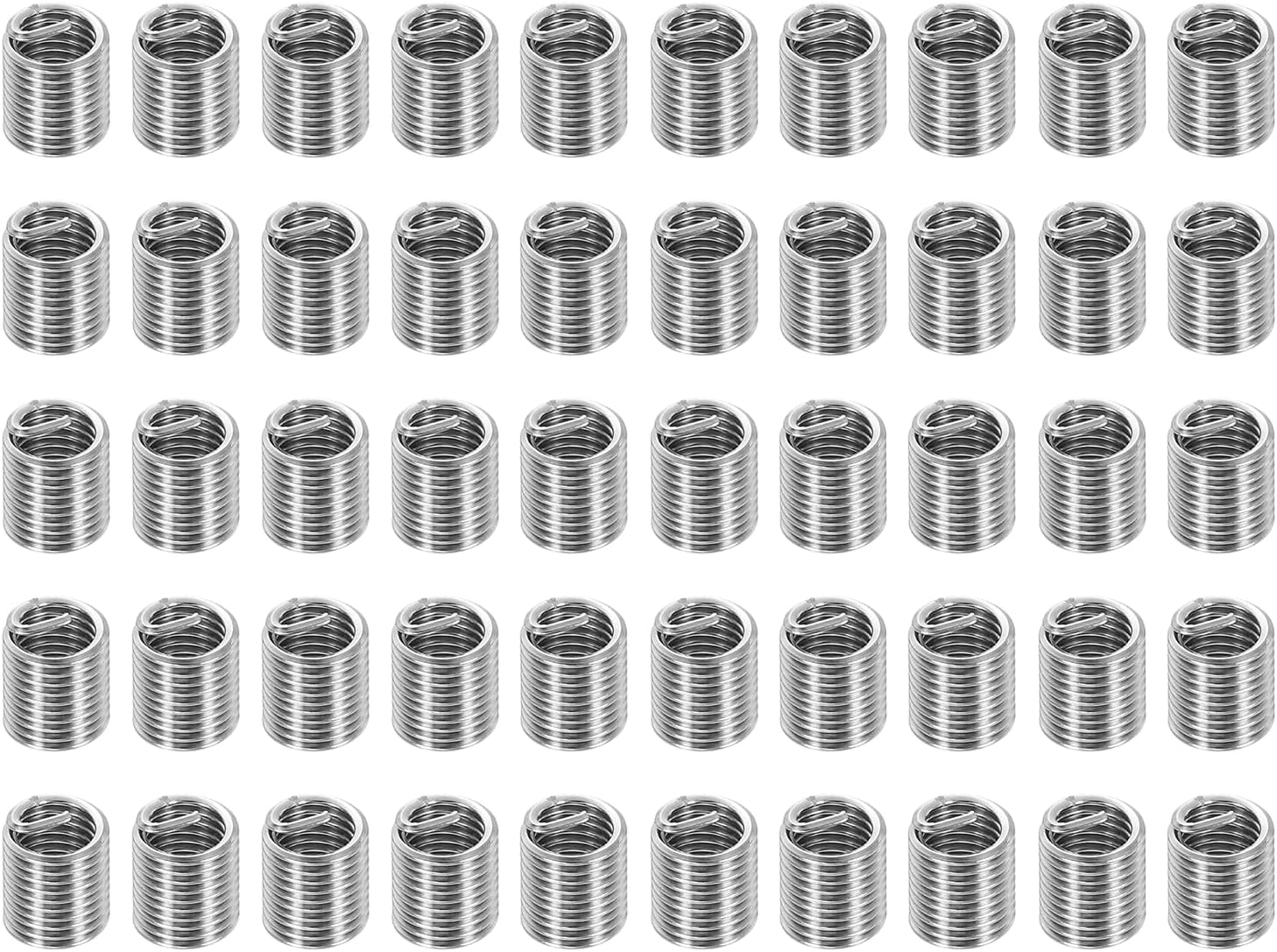 PATIKIL Wire Thread Inserts M5x0.8 Metric 2D 10mm, 50Pcs 304 Stainless Steel Helical Coiled Wire Screw Threaded Sleeve Sheath for Mechanical Equipment Automotive Repairs
