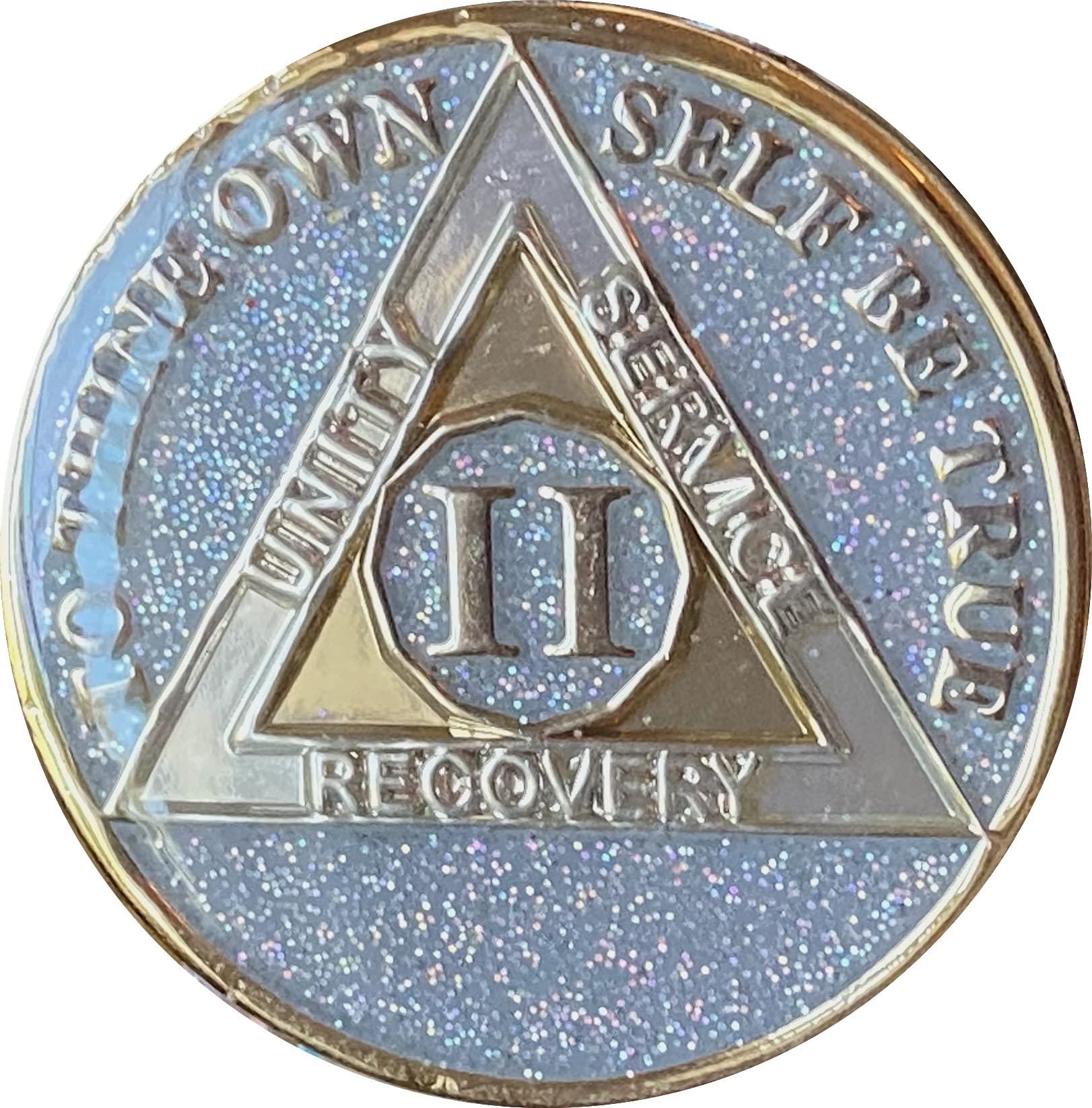 2 lata AA Medalion Srebrny Opal Brokat Wielokolorowy Chip Trzeźwości