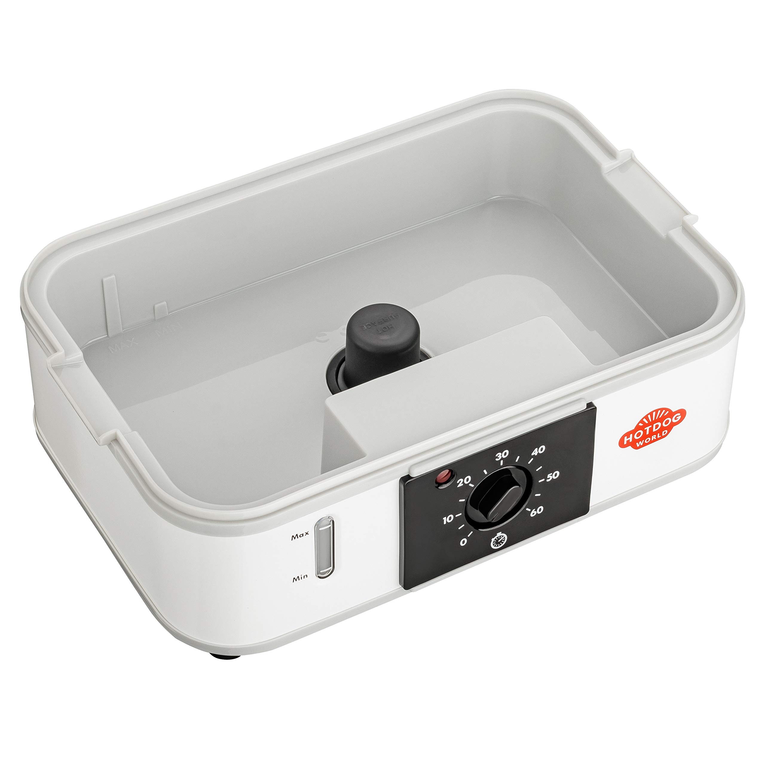 HOT DOG WORLD - Großer Hot Dog Maker mit Brötchenwärmefach - Hot Dog Party Steamer