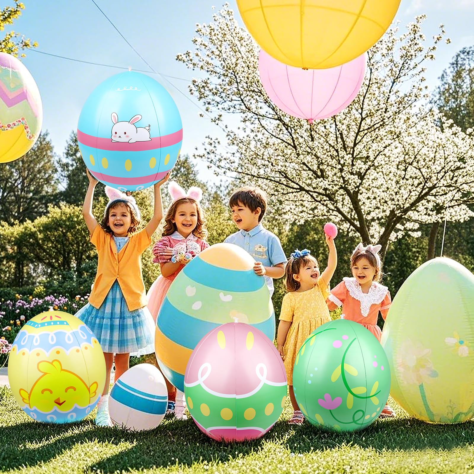 4 pezzi 60 CM Uova di Pasqua Gonfiabili All'aperto Uova di Pasqua gonfiabili in PVC Uovo di Pasqua gonfiabile per la caccia all'uovo, il giardino e le decorazioni all'aperto (4 Pezzi)