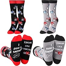2 Pairs Christmas Gifts Funny Motorcycle Socks for Men Motorcycle Lovers Accessories Gifts Novelty Socks for Father Friend Husband