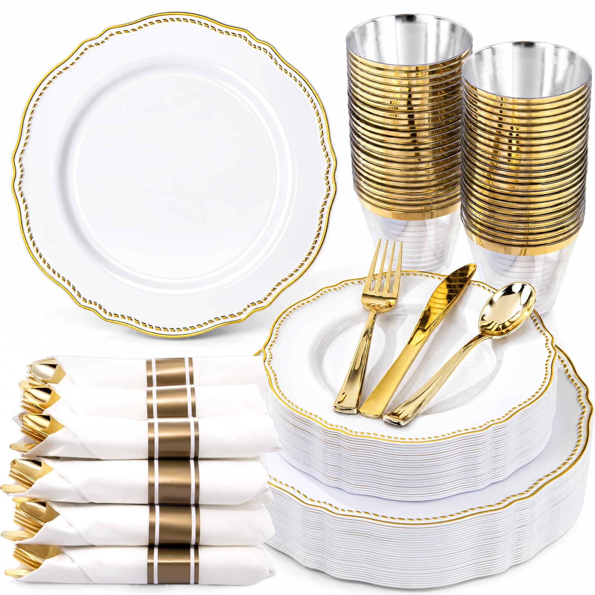 Ivory Gold Plates for Weddings & Parties -26