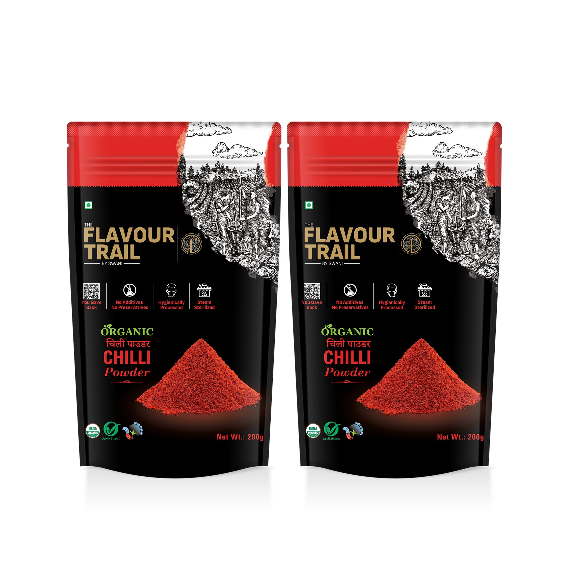 The Flavour Trail - Organic Red Chilli Powder (Lal Mirch) - Pack of 2, 200gms each | Pesticide Free
