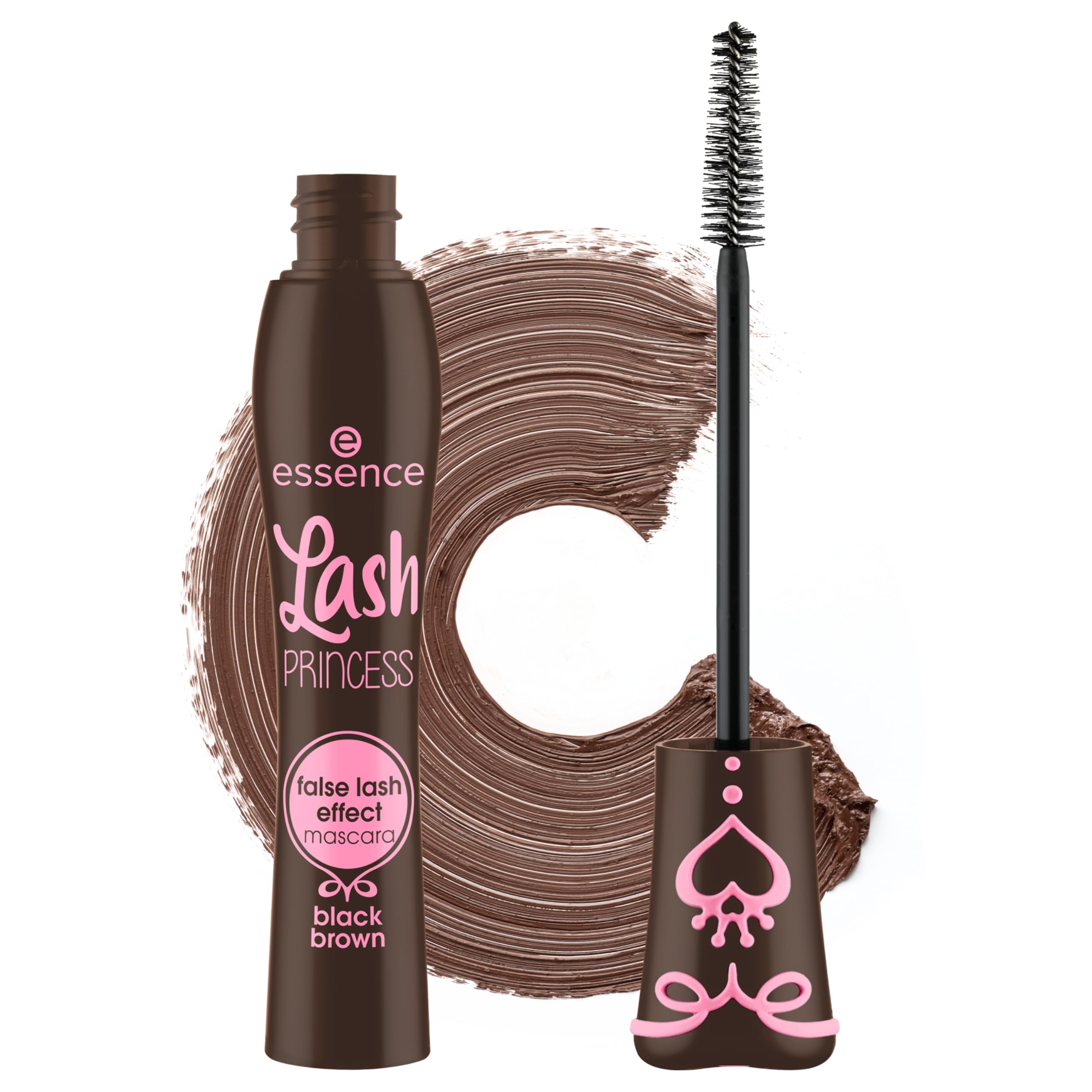 essence Lash PRINCESS false lash effect mascara black brown, 12 ml | Mascara Volumizzante Nero-Marrone, Pennello in Fibra Conica, Lunghezza e Volume, Effetto Ciglia Finte, Look Più Naturale