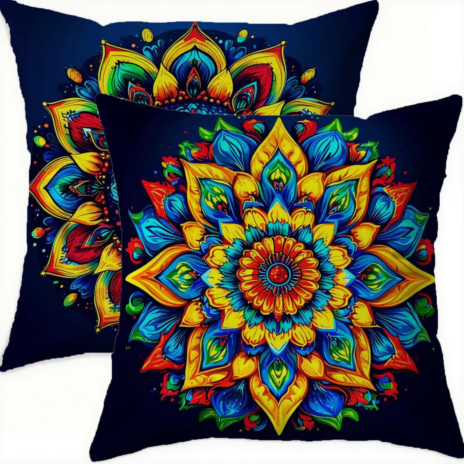 Housse coussin 70x70cm vintage lot de 2 en velours imperméable avec fermeture éclair