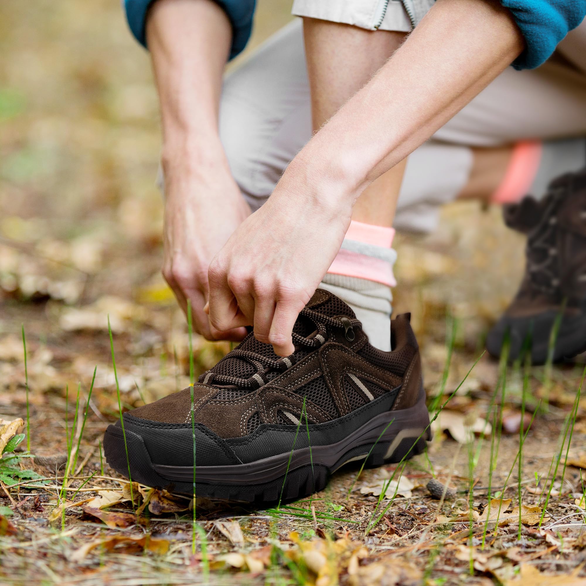MIXIN Mens Hiking Shoes Lightweight Breathable Anti-Slip Low Top Sneakers for Walking Trekking Outdoor Shoes Brown Szie 10.5