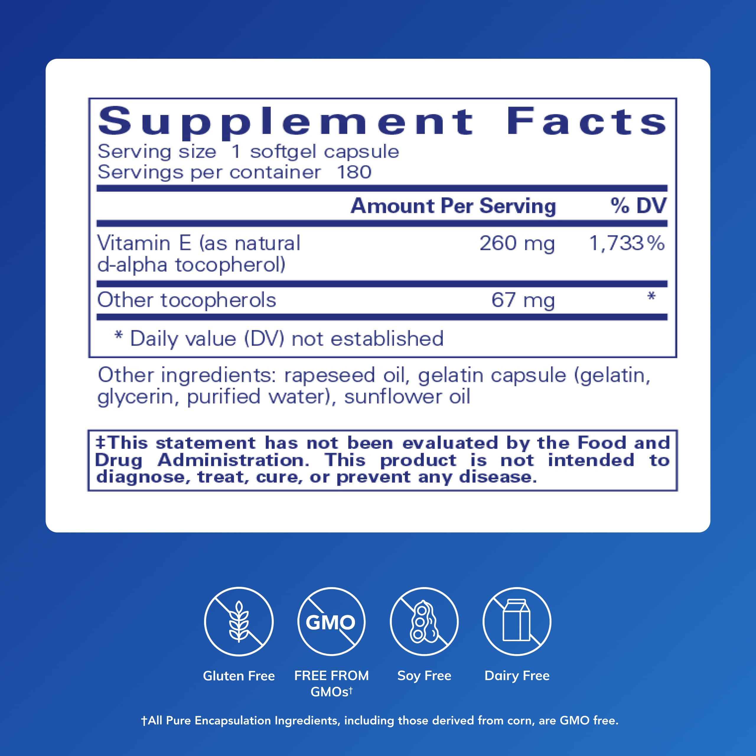 Pure Encapsulations Vitamin E, 180 Softgel Capsules — Amazon image 2