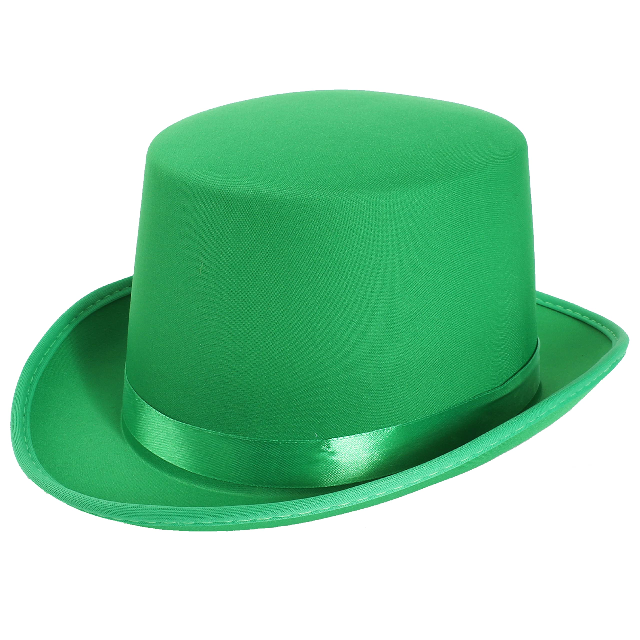 Satin Top Hat Accessory - Pack of 24 - Green Hat with Matching Ribbon Band - Adults Kids Boys Girls Dance Show Stage Performances Vintage Events Circus Cabaret Fancy Dress Costume Accessory