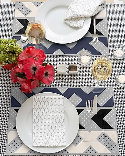 Miniatura 9 de Blue White Mountains Table Placemats for Dining Table Set of 4,Cotton Linen Cloth Kitchen Place Mats with Pocket,SquareRectangleRoundOblong Table