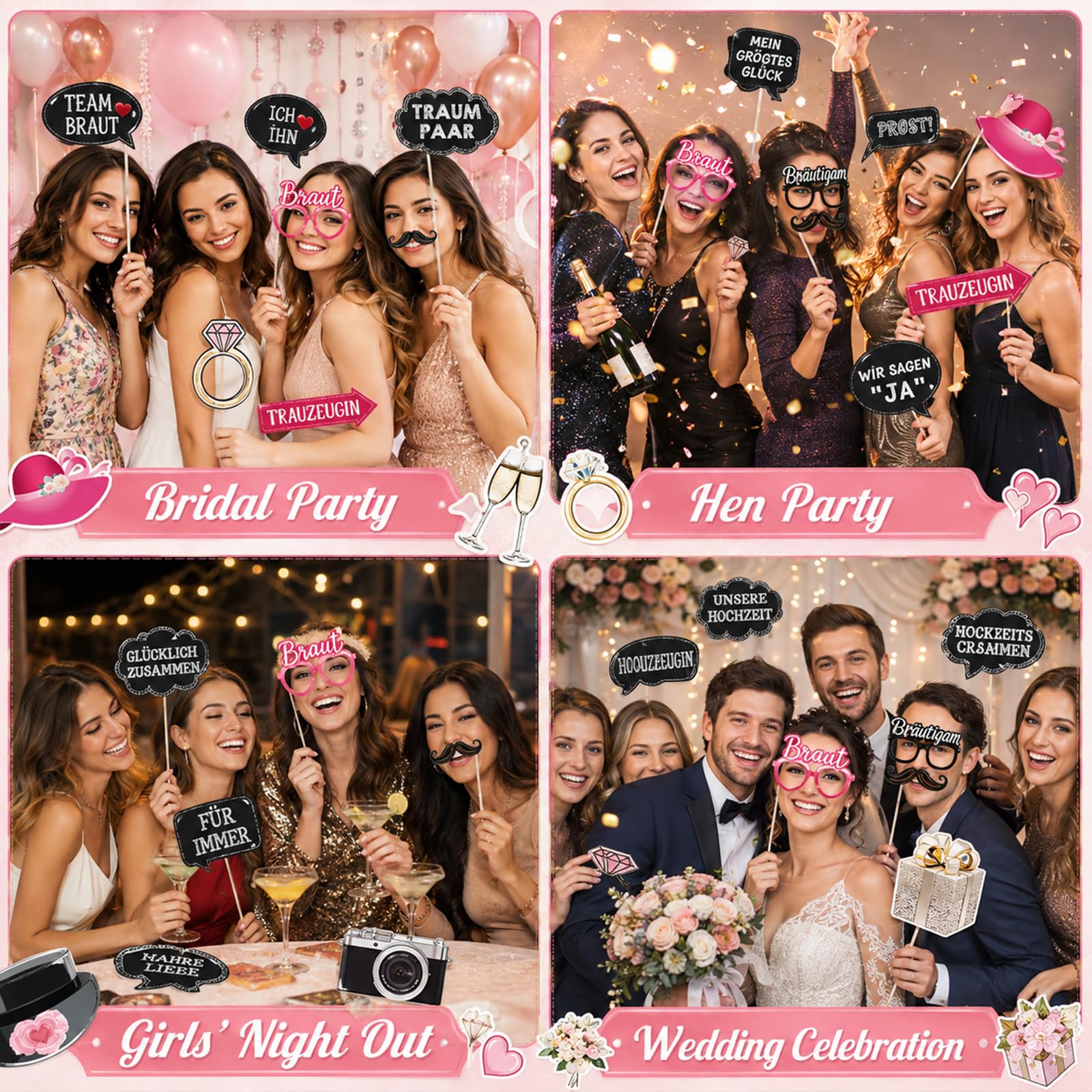 40 cornici per foto gonfiabili a forma di cuore rosa per matrimonio