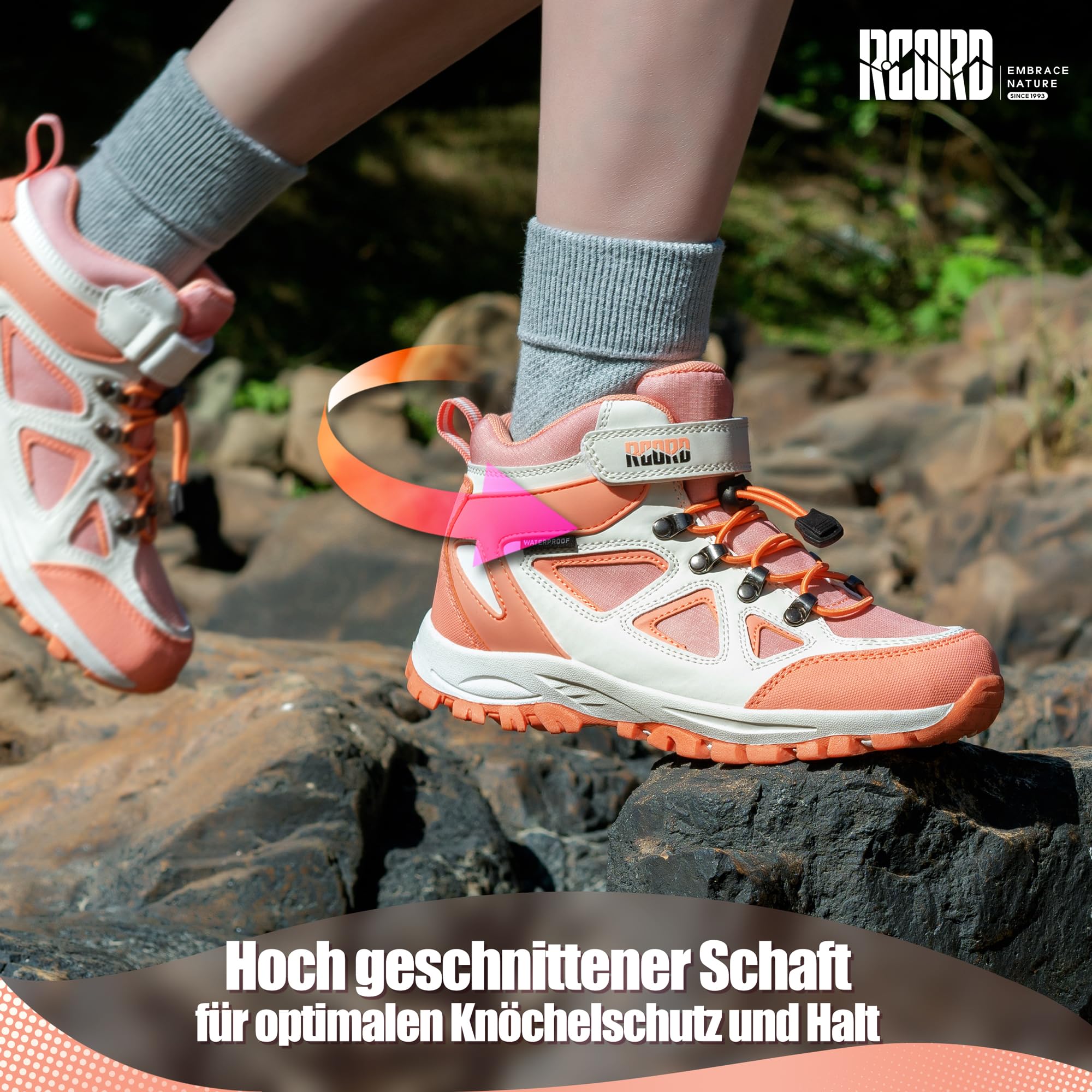 R CORD Wanderschuhe Kinder Wasserdicht Wanderschuhe Mädchen Trekkingschuhe Kinder Wasserdicht Outdoor Sneaker