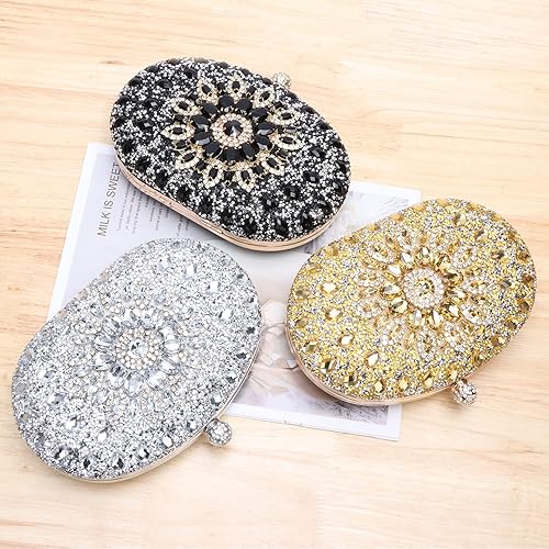 Miniatura 7 de Bolso de mano de noche con diamantes de imitación para mujer, bolsa de mano con diamantes brillantes y brillantes, bolsa de fiesta de boda de cristal