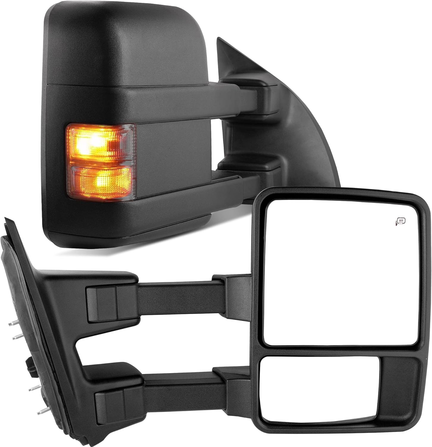 AUTOSAVER88 Towing Mirrors Compatible with 1999-2007 Ford F250 F350 F450 F550 Super Duty, 2001-2005 Ford Excursion, Power Adjustable Heated LED Turn Signal Tow Mirrors A Pair For 99-07 F250 Smoke Signal Light LH+RH
