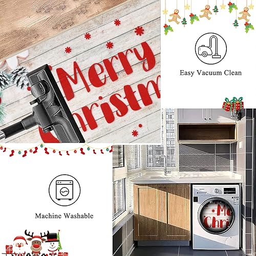 Miniatura 5 de Pauwer Juego de 3 alfombras de cocina de Navidad, antideslizantes, alfombras y tapetes de cocina lavables, tapetes de cocina para cocina,