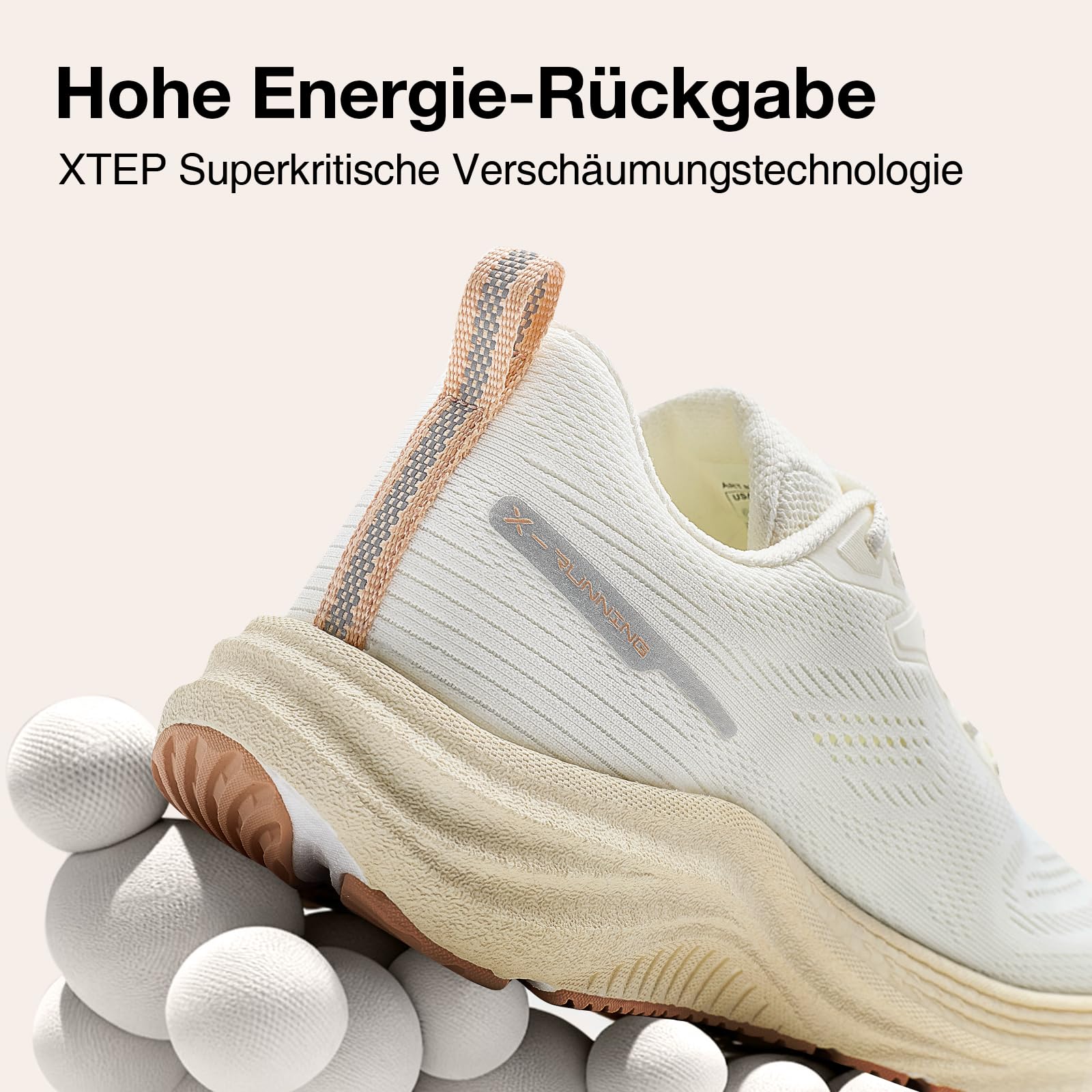 XTEP Damen Laufschuhe Weit, Dämpfung Joggingschuhe, Atmungsaktive Runningschuhe für Breite Füße, Leichte Sportschuhe mit Breite Passform, Weiß-Rosa, Gr.36-40
