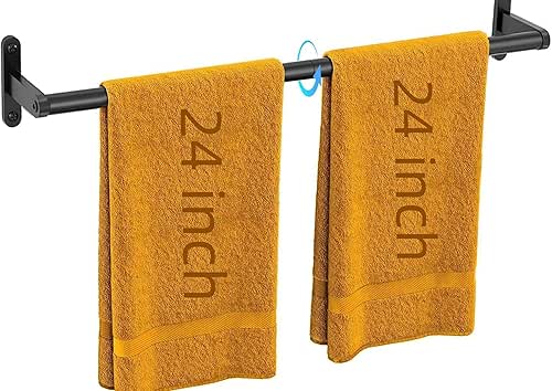 Black Towel Bar, 24 Inch Towel Rack for Bathroom Wall
