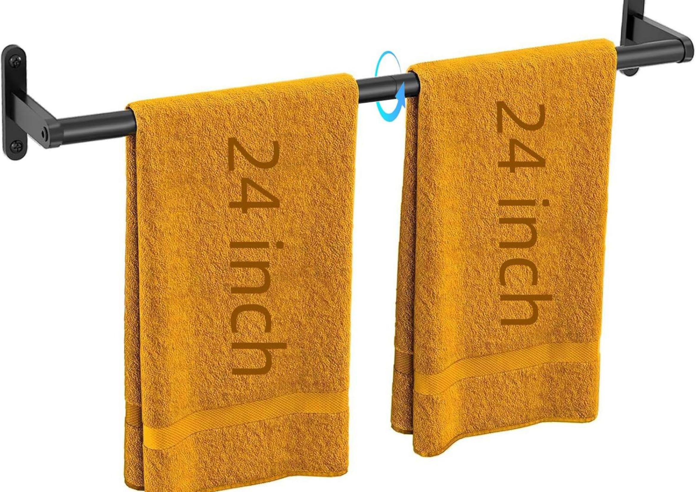 Black Towel Bar, 24 Inch Towel Rack for Bathroom Wall Mounted, Heavy Duty Hand Towel Holder, Space-Saving Bathroom Towel Rack Rod, Single Bar Matte Black