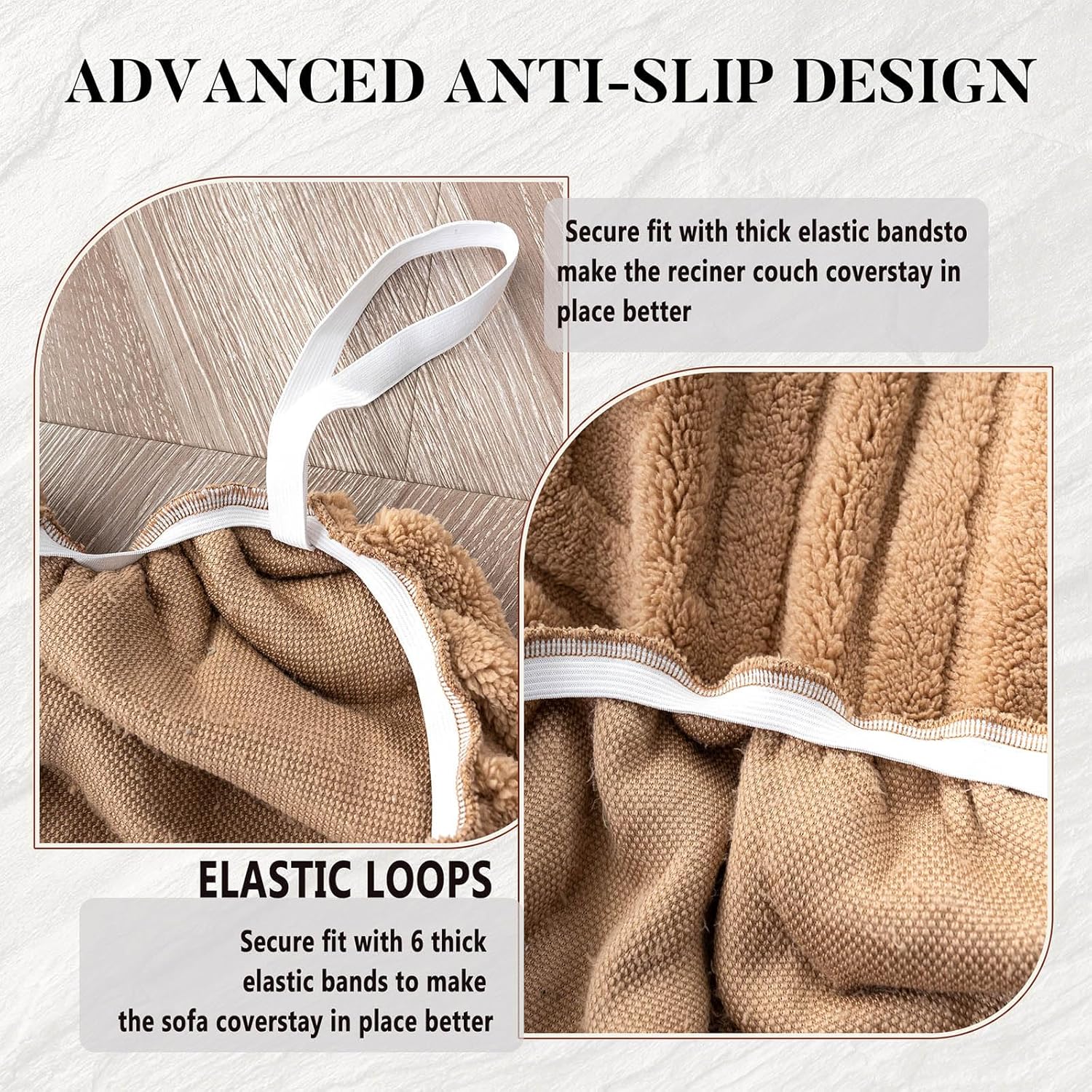 Soft Stretch Recliner Cover Washable Full Coverage Slipcover with Side Pockets Soft Furniture Protector with Side Pockets,Beige,2 Seater