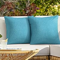 Vista 8 de Paquete de 2 fundas de almohada para exteriores, fundas de almohada decorativas de línea sólida, impermeables, para jardín, patio, sofá, decoración