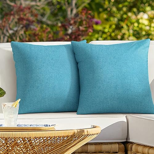 Miniatura 9 de ReeQuo Paquete de 2 fundas de almohada para exteriores, fundas de almohada decorativas de línea sólida, impermeables, para jardín, patio, sofá,