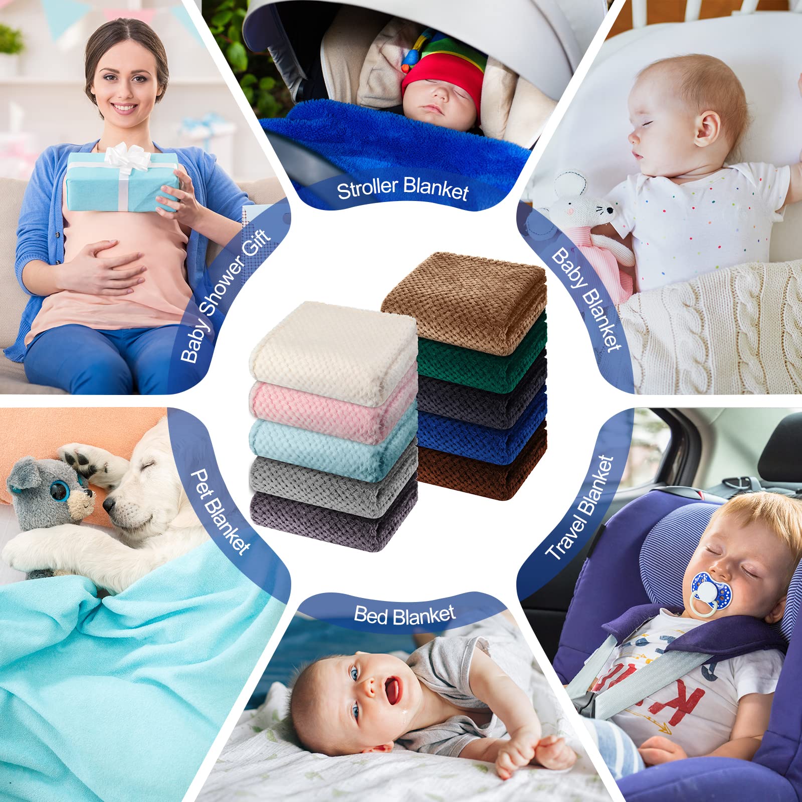 10 mantas de bebé suaves y peludas, manta neutra para niños pequeños, manta cálida para cuna, manta acogedora para recién nacidos, suministros de viaje, 10 colores