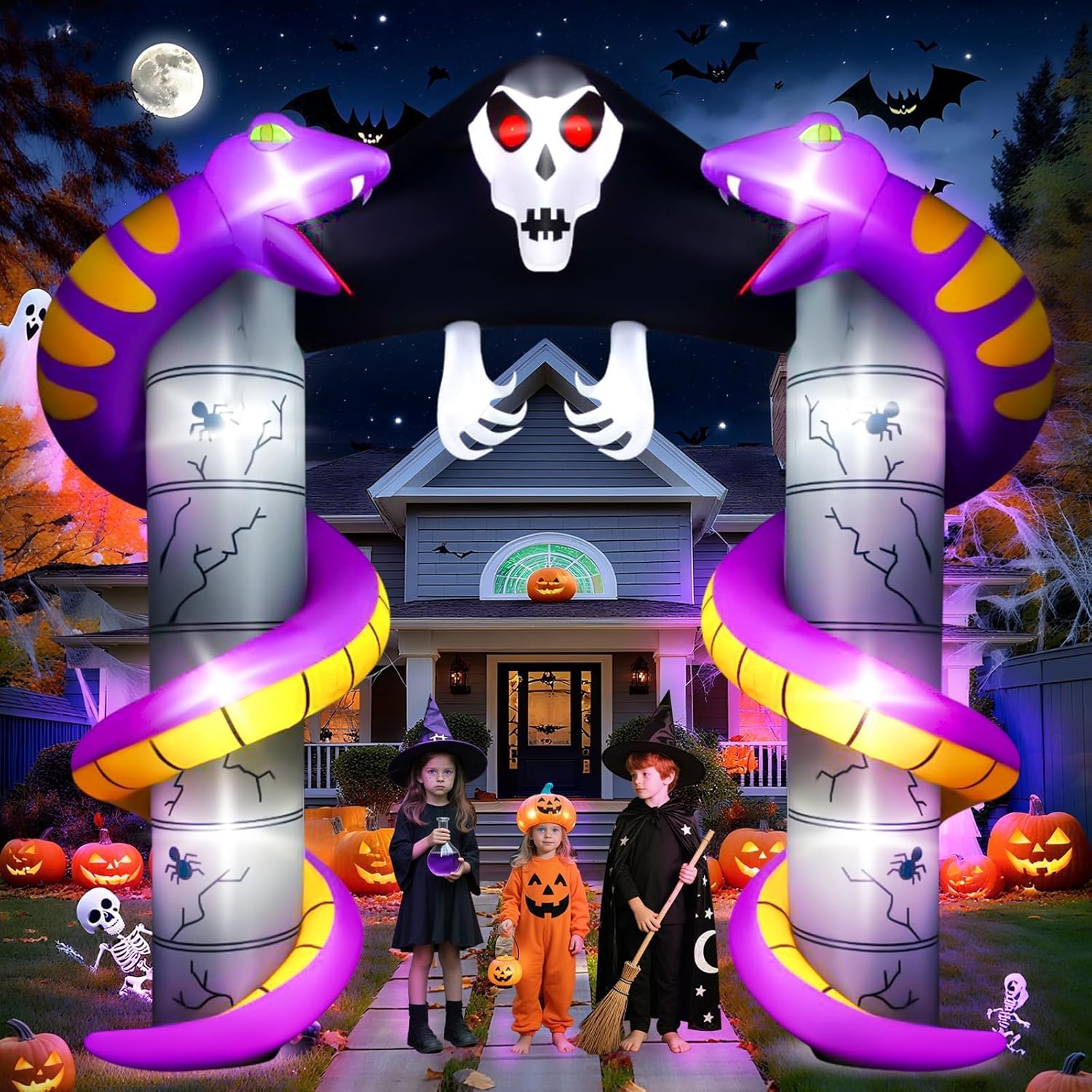 Lanstics 10FT Halloween Inflatables Ghost Archway Outdoor Decorations Blow Up Yard Decorations Scary Inflatable Build-in LEDs for Halloween Outdoor Indoor Garden Lawn Yard Party Decor