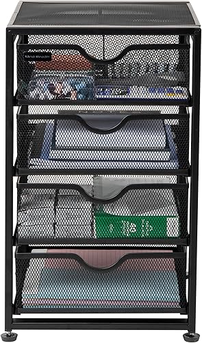 Miniatura 5 de Mind Reader Cajones de almacenamiento de archivos, organizador de escritorio, almacenamiento de archivos, oficina, malla de metal, 10.25 pulgadas de