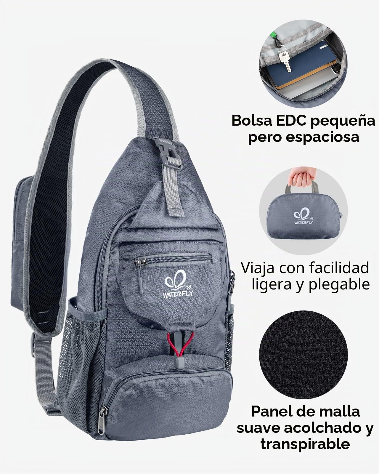 Waterfly Mochila Cruzada Plegable Pequeña Bolso de Hombro para Senderismo Viajes