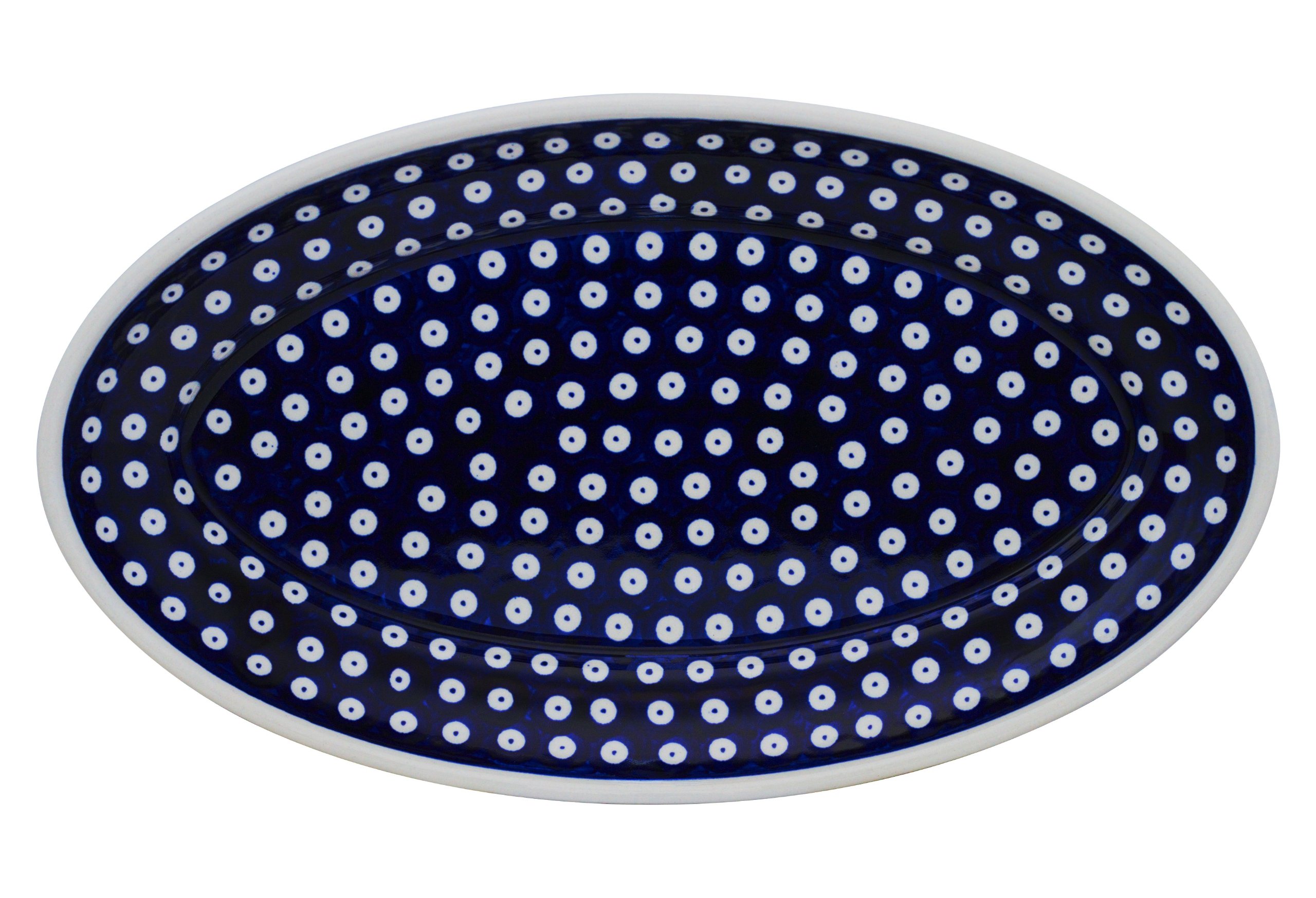 Original Bunzlauer Keramik Servierplatte oval 35.5x20.7x4.4 cm im Dekor 42