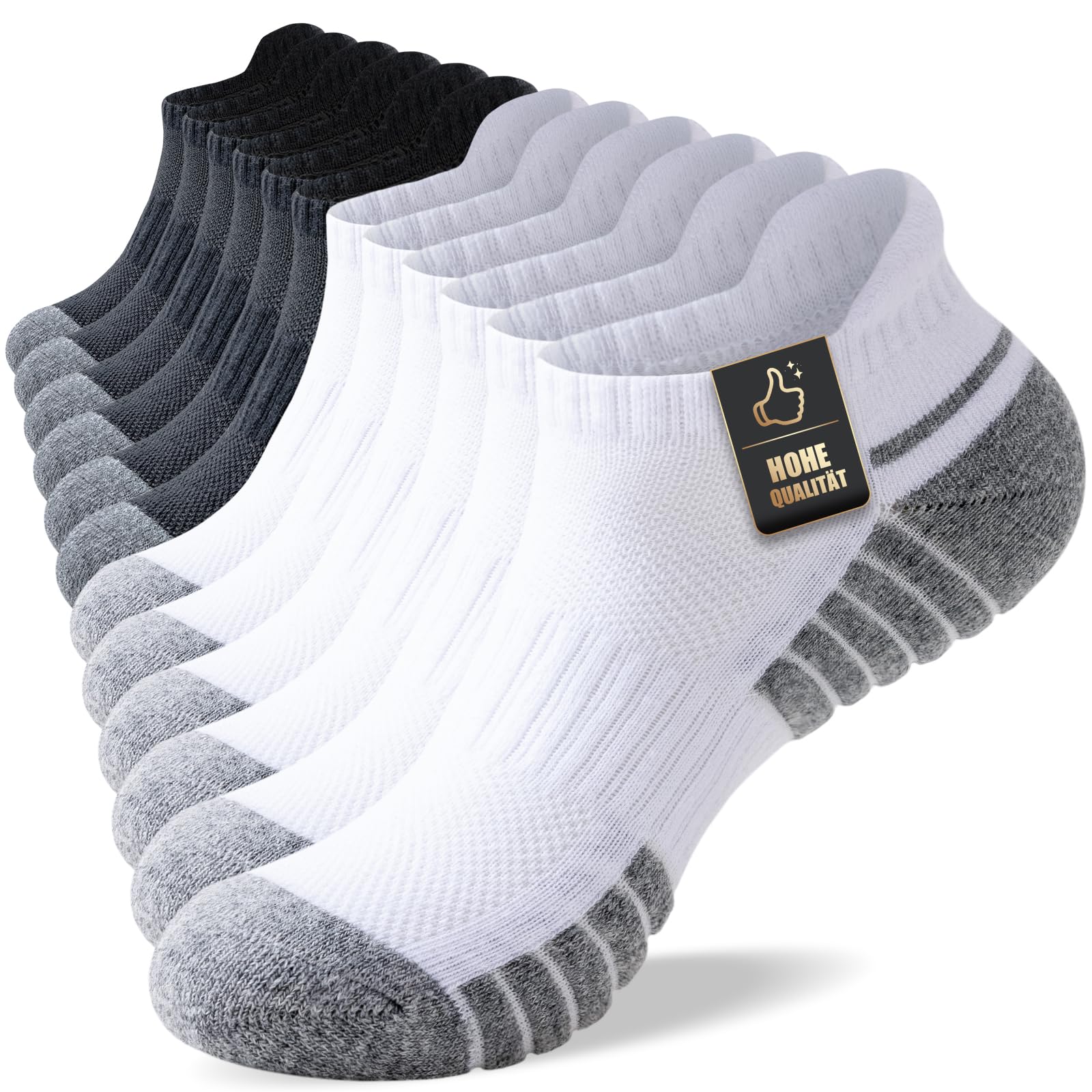 SockWaddles Calze Uomo Corte,6 paia Calzini Sportive Donna Uomo, traspiranti, in Cotone Estive, Unisex, Nero e bianco 43-46, 39-42, 35-38, 47-50
