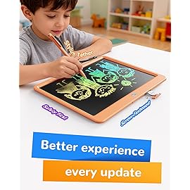 KOKODI LCD Writing Tablet, 12 Inch Colorful Toddler Doodle Board Drawing Tablet, Erasable Reusable Electronic Drawing Pads, Educational and Learning Toy for 3-6 Years Old Boy and Girls(Orange)